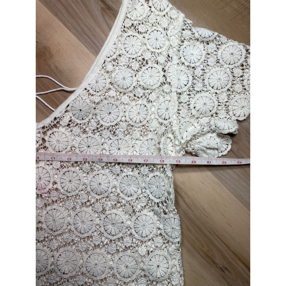 Victoria's Secret Ivory Crochet Lace Swim Cover Up Dress Lace Up Back Small - Picture 6 of 8